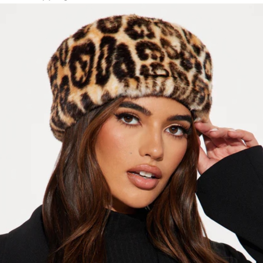 Leopard Print Faux Fur Hat